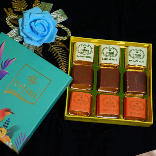 Assorted Bites from Estaa Sweets Bangalore – bite-sized Indian sweets made with dry fruits, chocolate, and pure ghee, perfect for snacking and gifting
