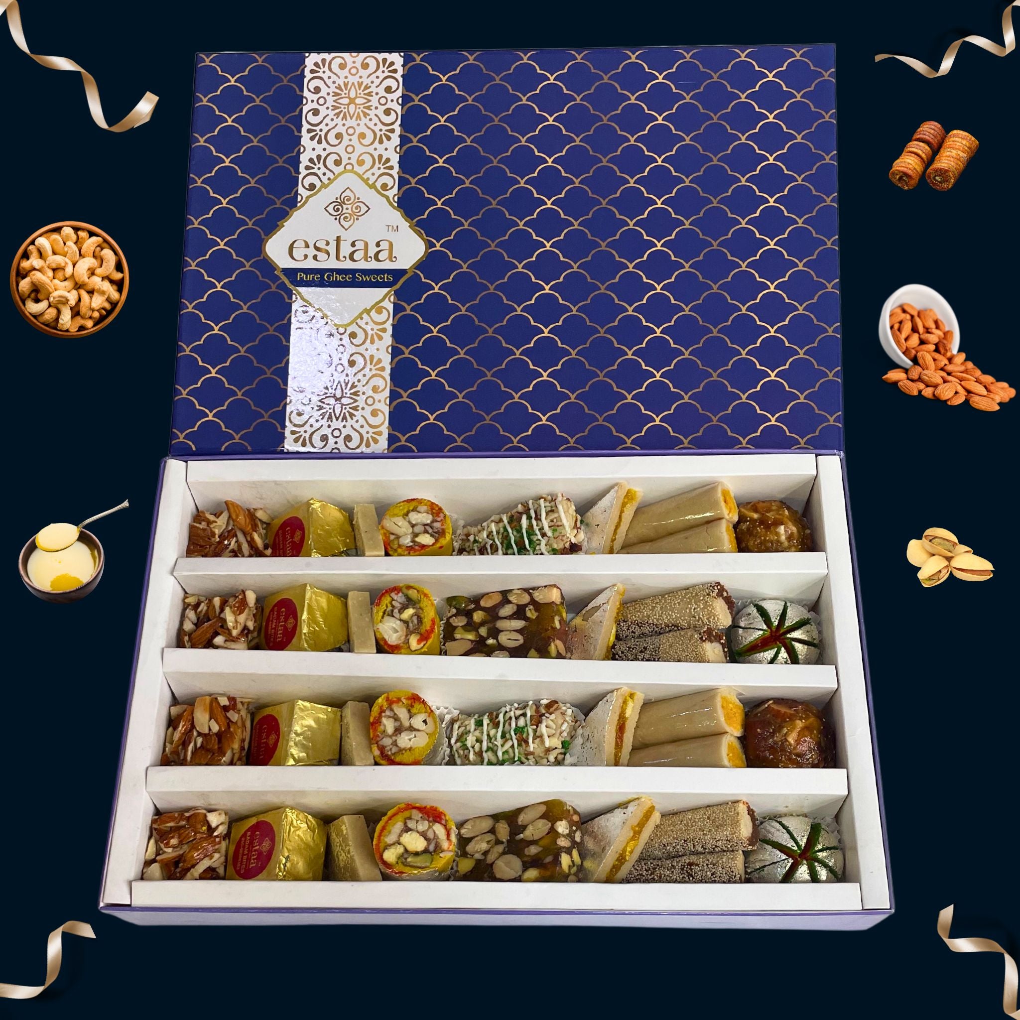 Sweets Gift Box - Assorted Dry Fruit Sweets(1000gms) – Estaa Sweets