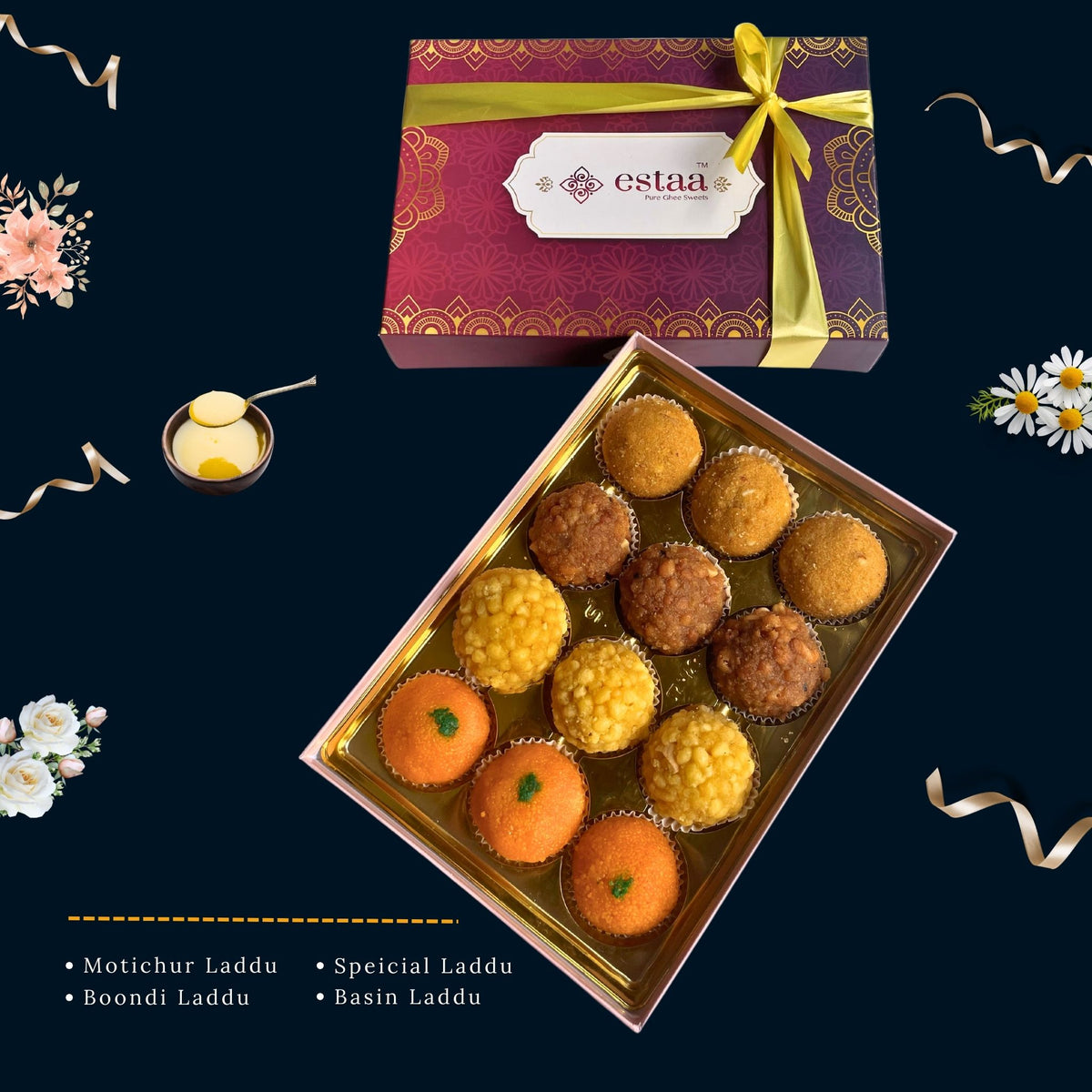 Sweet Gift Box - Assorted Laddu's(500gms) – Estaa Sweets