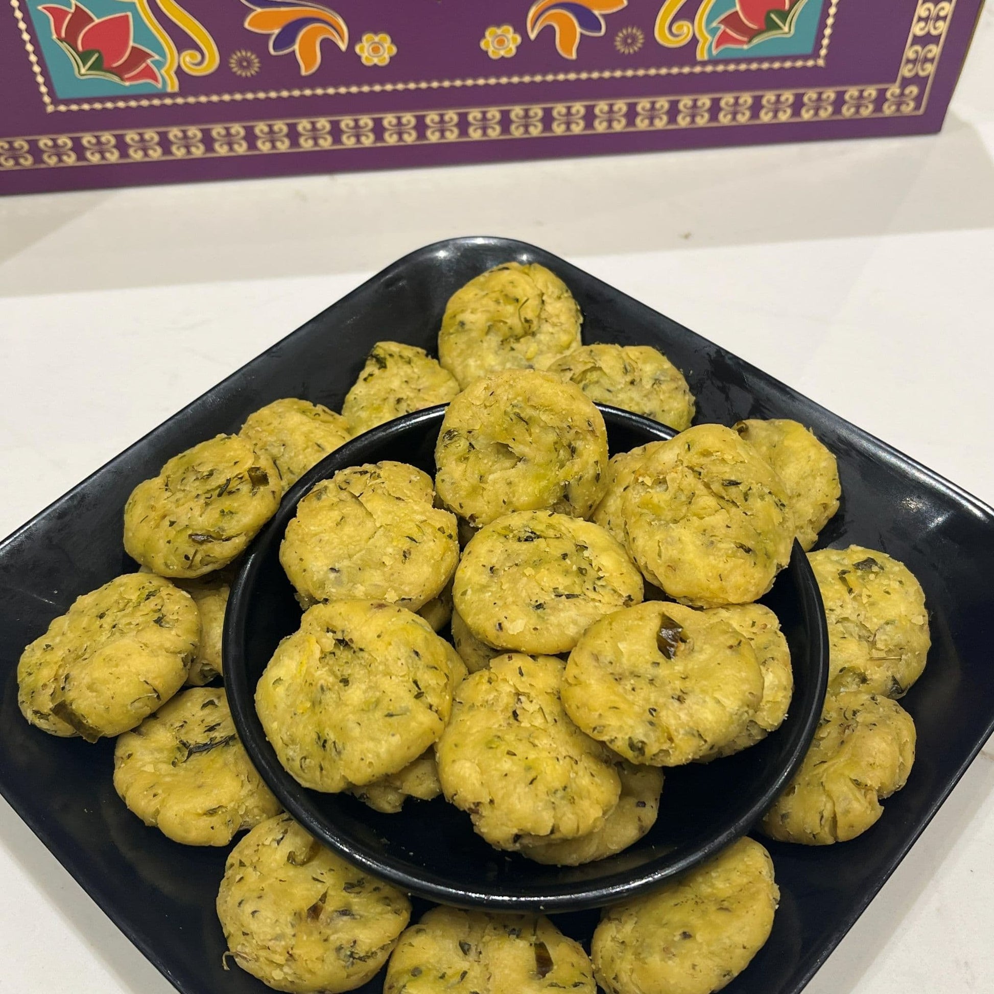  Authentic North Indian Methi Mathri snack served fresh by Estaa Sweets