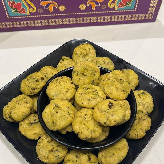  Authentic North Indian Methi Mathri snack served fresh by Estaa Sweets