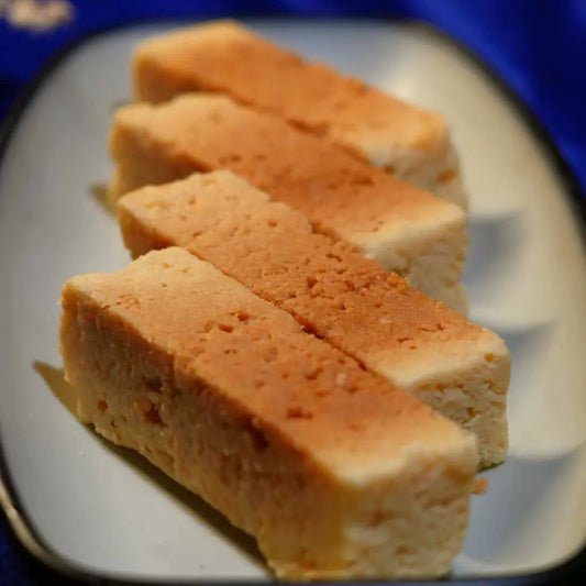 Traditional hard Mysore Pak from Estaa Sweets Bangalore – classic South Indian sweet made with gram flour, sugar, and pure ghee